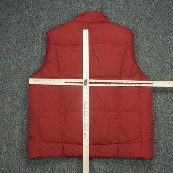 Eddie Bauer Vest Mens Large Red Goose Down Puffer Quilted Full Zip Pockets - Picture 7 of 11
